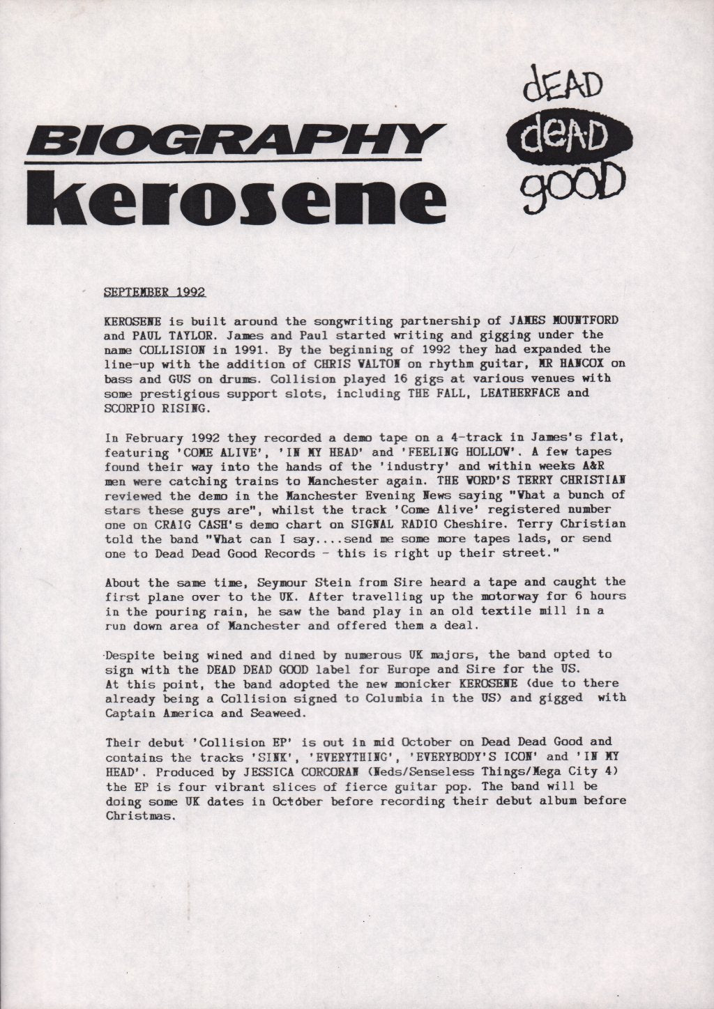 Kerosene - Collision Ep - 12 Inch