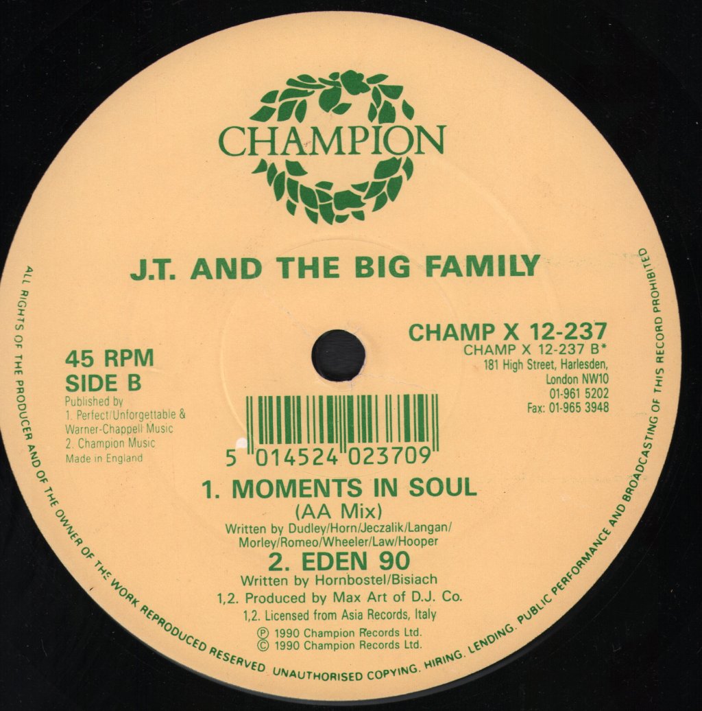 J.T. And The Big Family - Moments In Soul (Remix) - 12 Inch