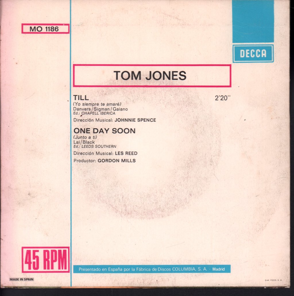 Tom Jones - Till / One Day Soon - 7 Inch