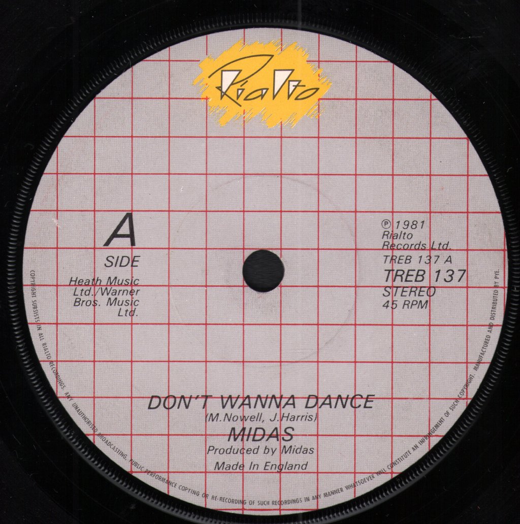Midas (80'S Pop) - Don't Wanna Dance - 7 Inch