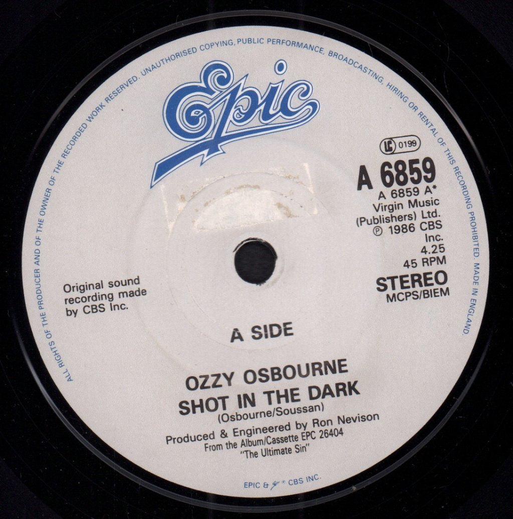 Ozzy Osbourne - Shot In The Dark - 7 Inch