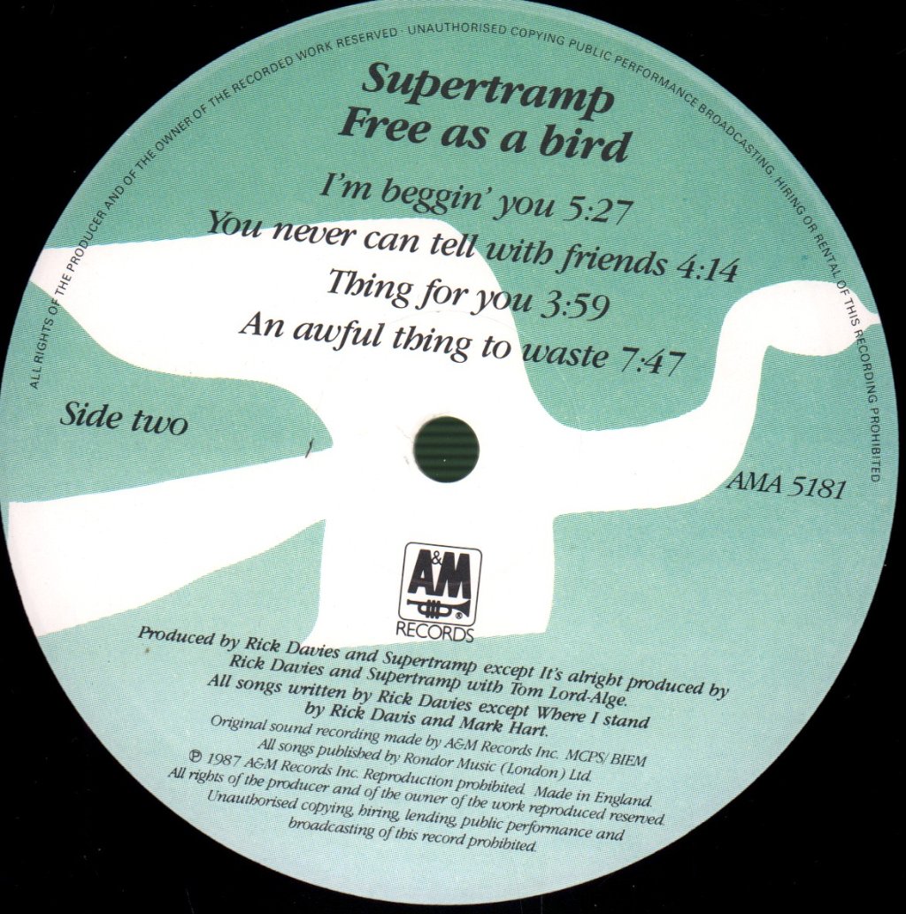 Supertramp - Free As A Bird - Lp