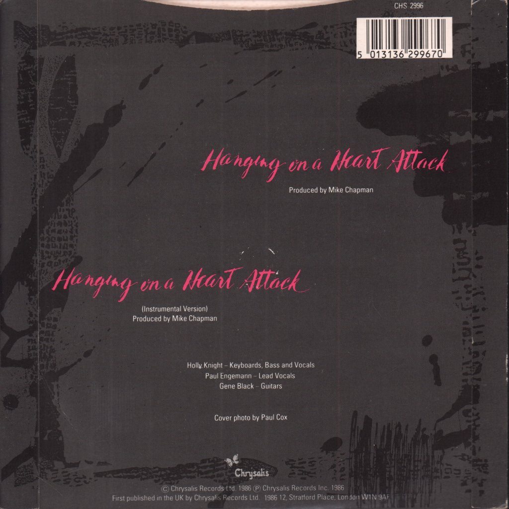 Device - Hanging On A Heart Attack - 7 Inch