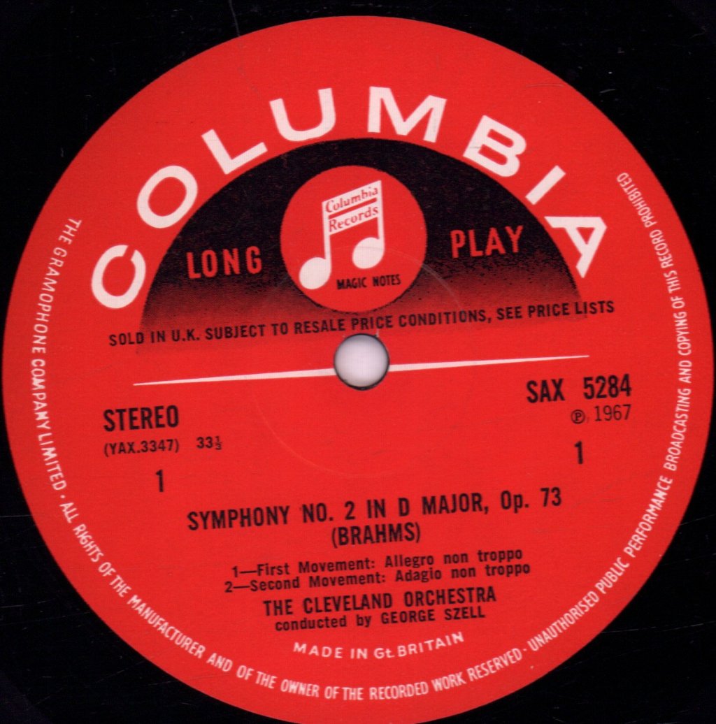 Cleveland Orchestra - Brahms Symphony No. 2 - Lp
