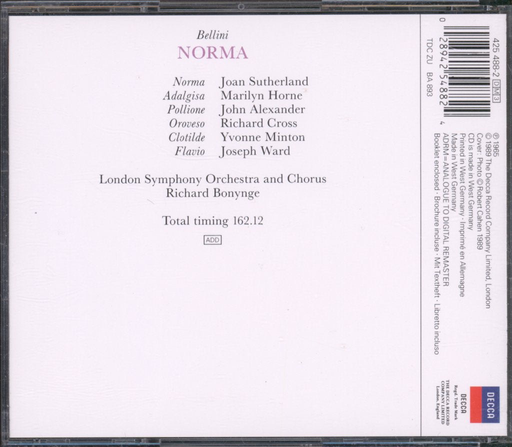London Symphony Orchestra, Richard Bonynge - Bellini - Norma - Triple Cd