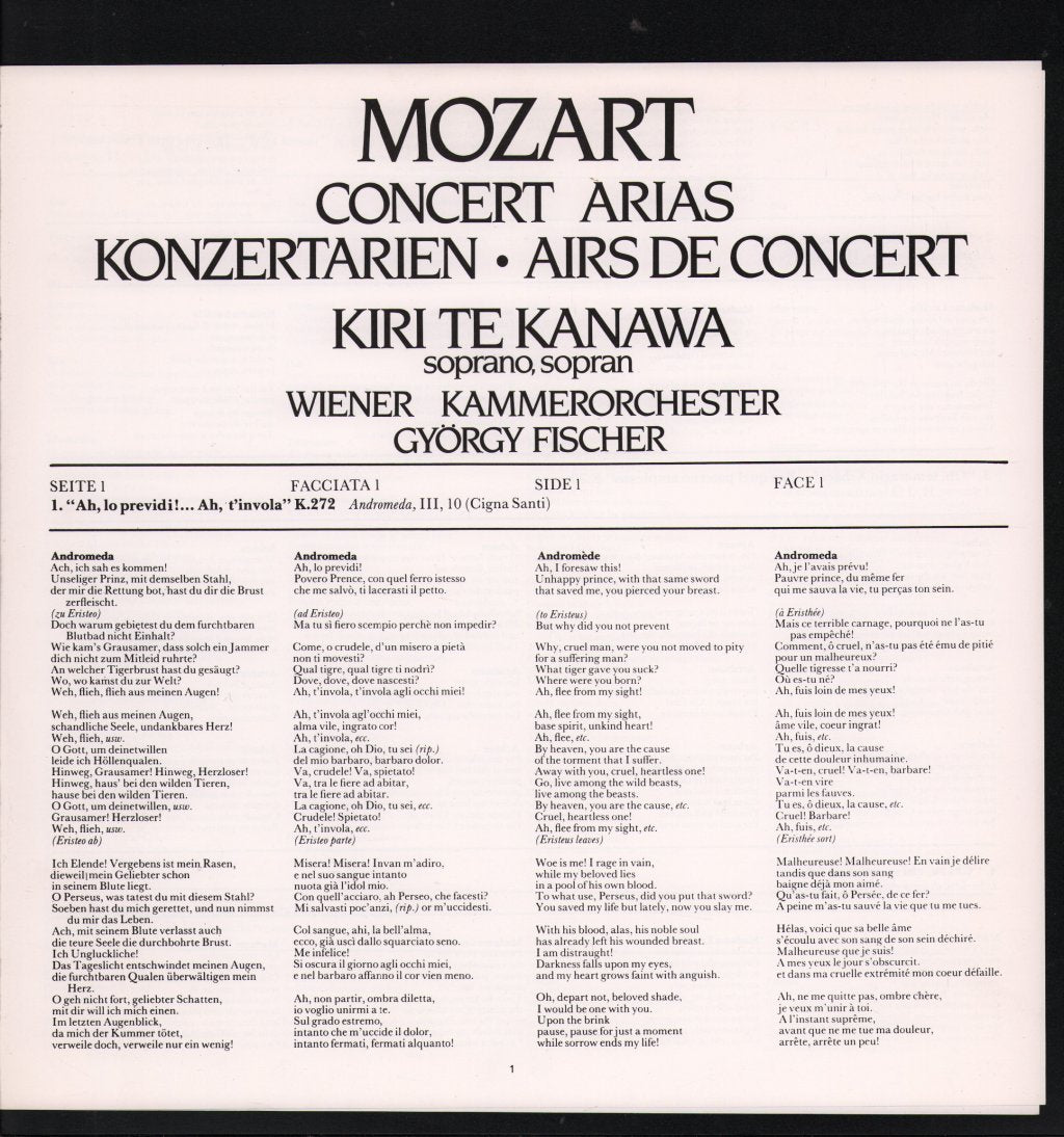 Kiri Te Kanawa - Mozart Soprano Concert Arias - Lp