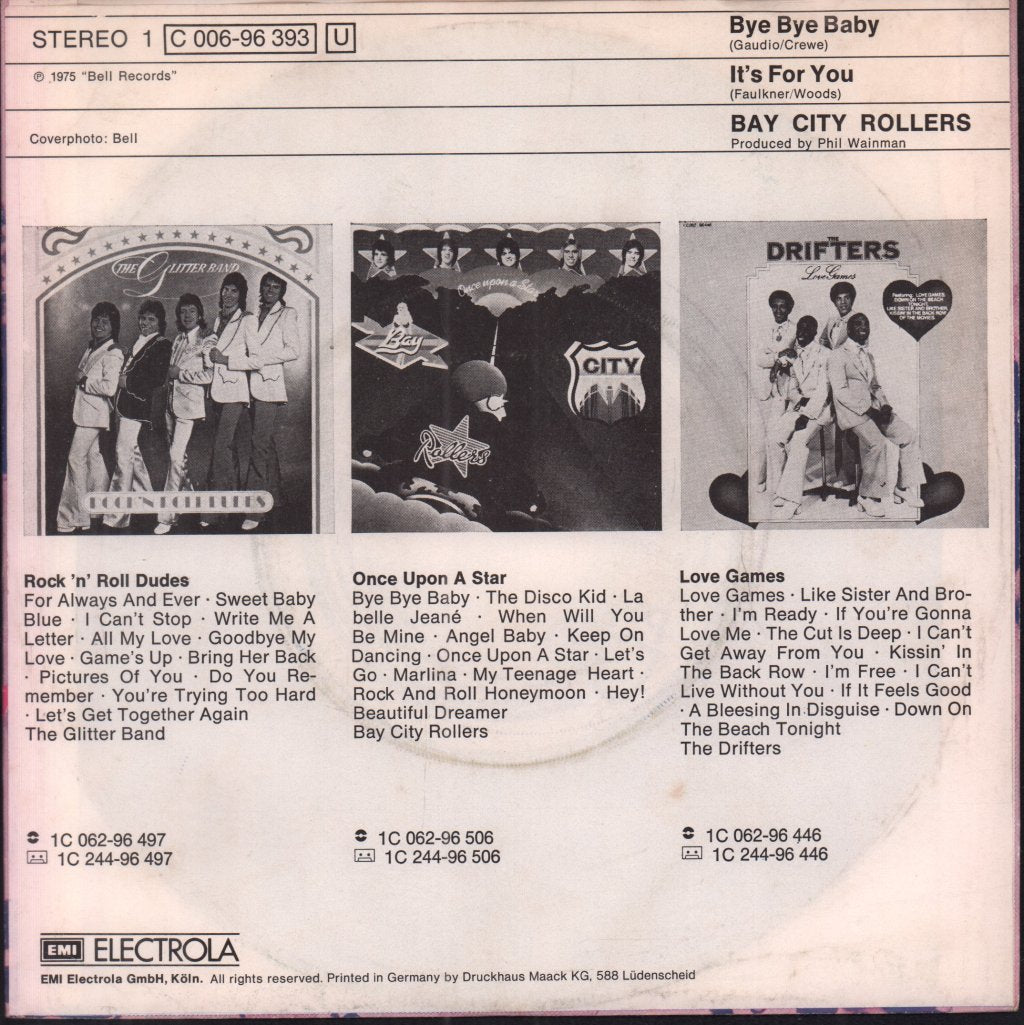 Bay City Rollers - Bye Bye Baby - 7 Inch
