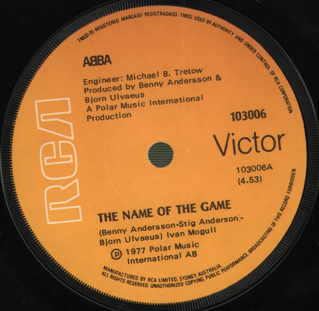 ABBA - Name Of The Game / I Wonder (Departure) - 7 Inch