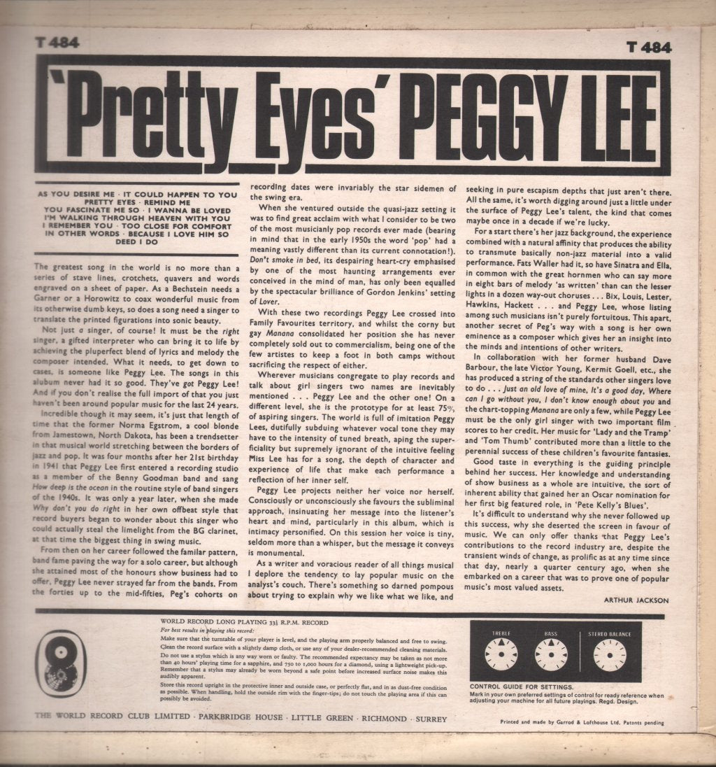 Peggy Lee - Pretty Eyes - Lp
