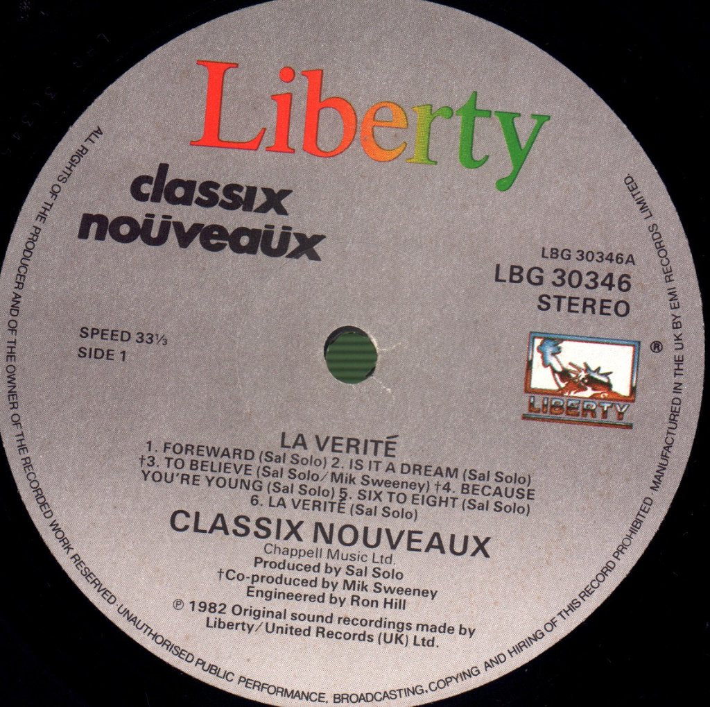 Classix Nouveaux - La Verite - Lp