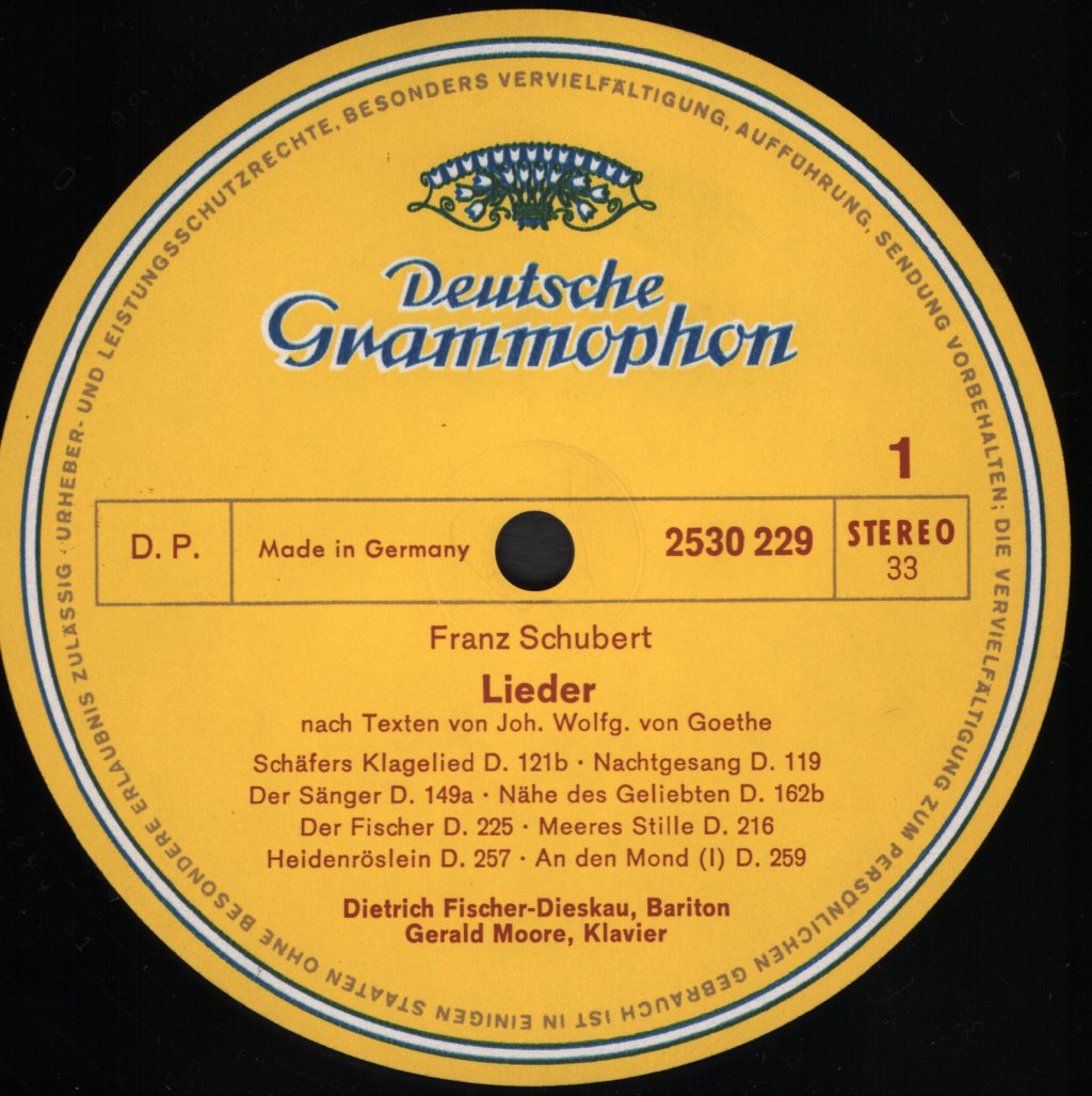 Dietrich Fischer-Dieskau - Franz Schubert - Lieder Nach Texten Von Goethe - Lp