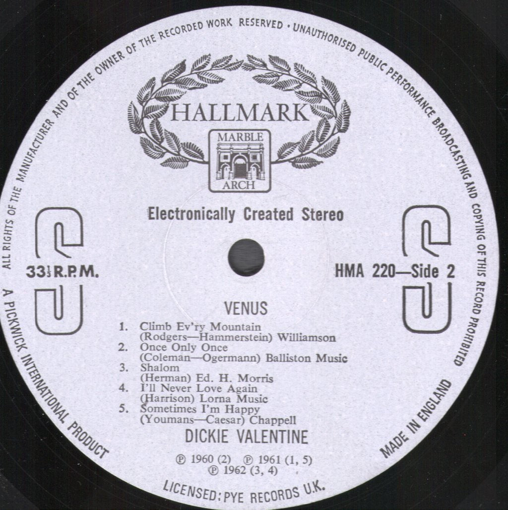 Dickie Valentine - Venus - Lp