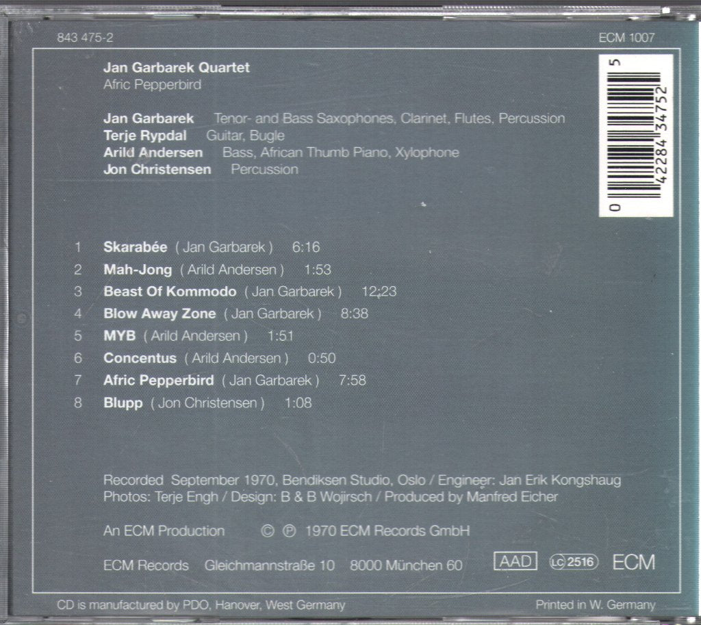 Jan Garbarek Quartet - Afric Pepperbird - Cd