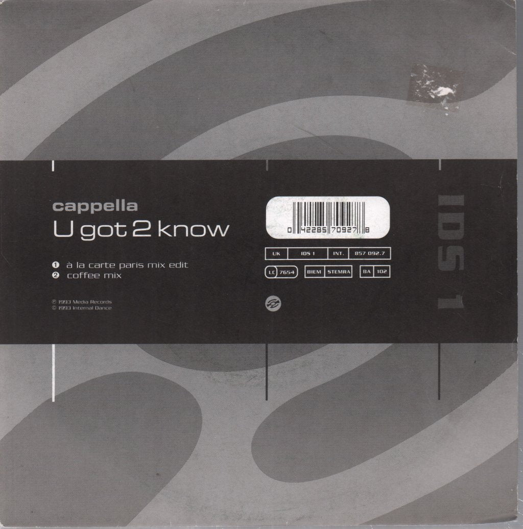 Cappella - U Got 2 Know - 7 Inch