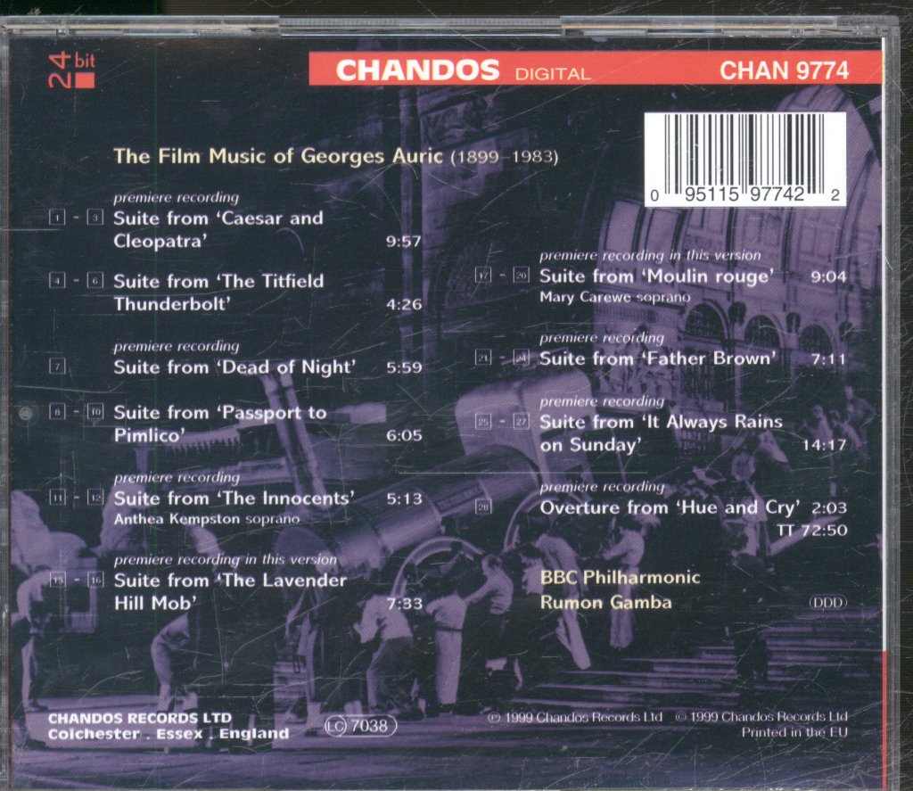 BBC Philharmonic, Rumon Gamba - Film Music Of Georges Auric - Cd