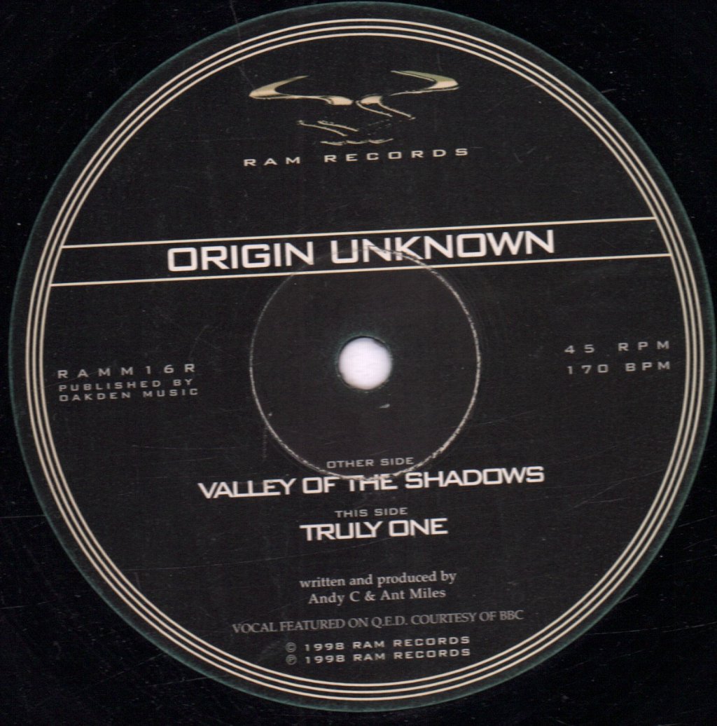 Origin Unknown - Valley Of The Shadows / Truly One - 12 Inch