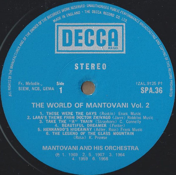Mantovani And His Orchestra - World Of Mantovani Vol. 2 - Lp