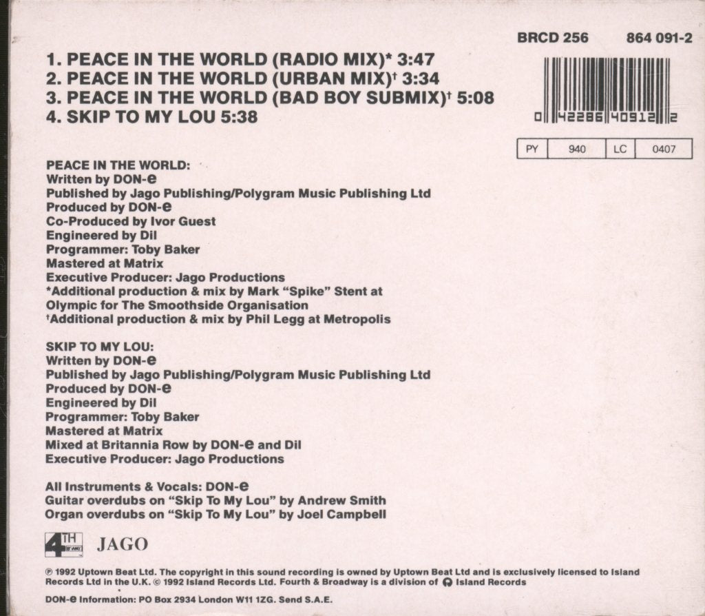 Don-E - Peace In The World - Cd