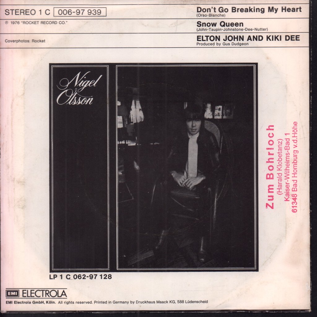 Elton John And Kiki Dee - Don't Go Breaking My Heart - 7 Inch