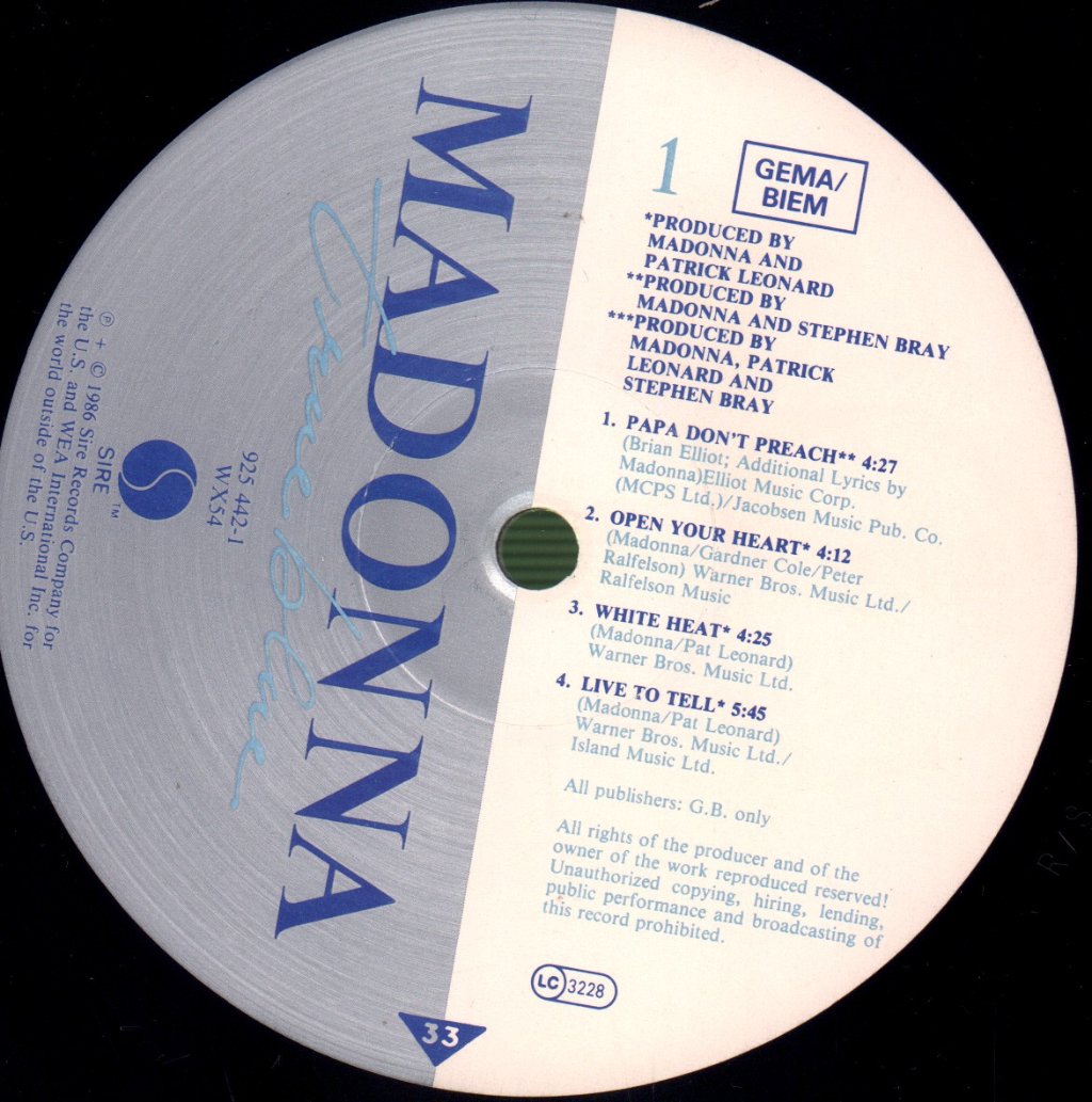 Madonna - True Blue - Lp