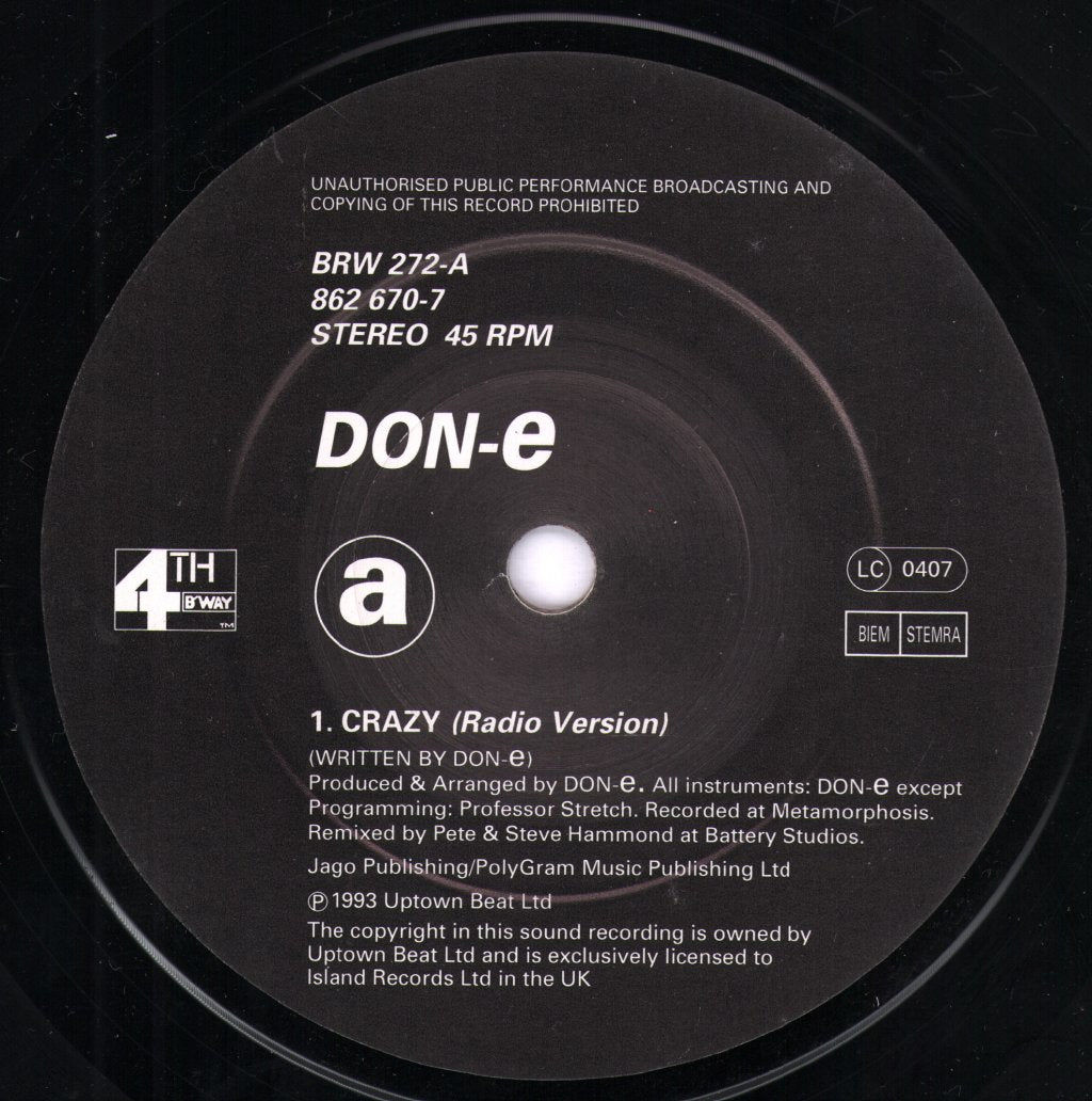 Don-E - Crazy - 7 Inch