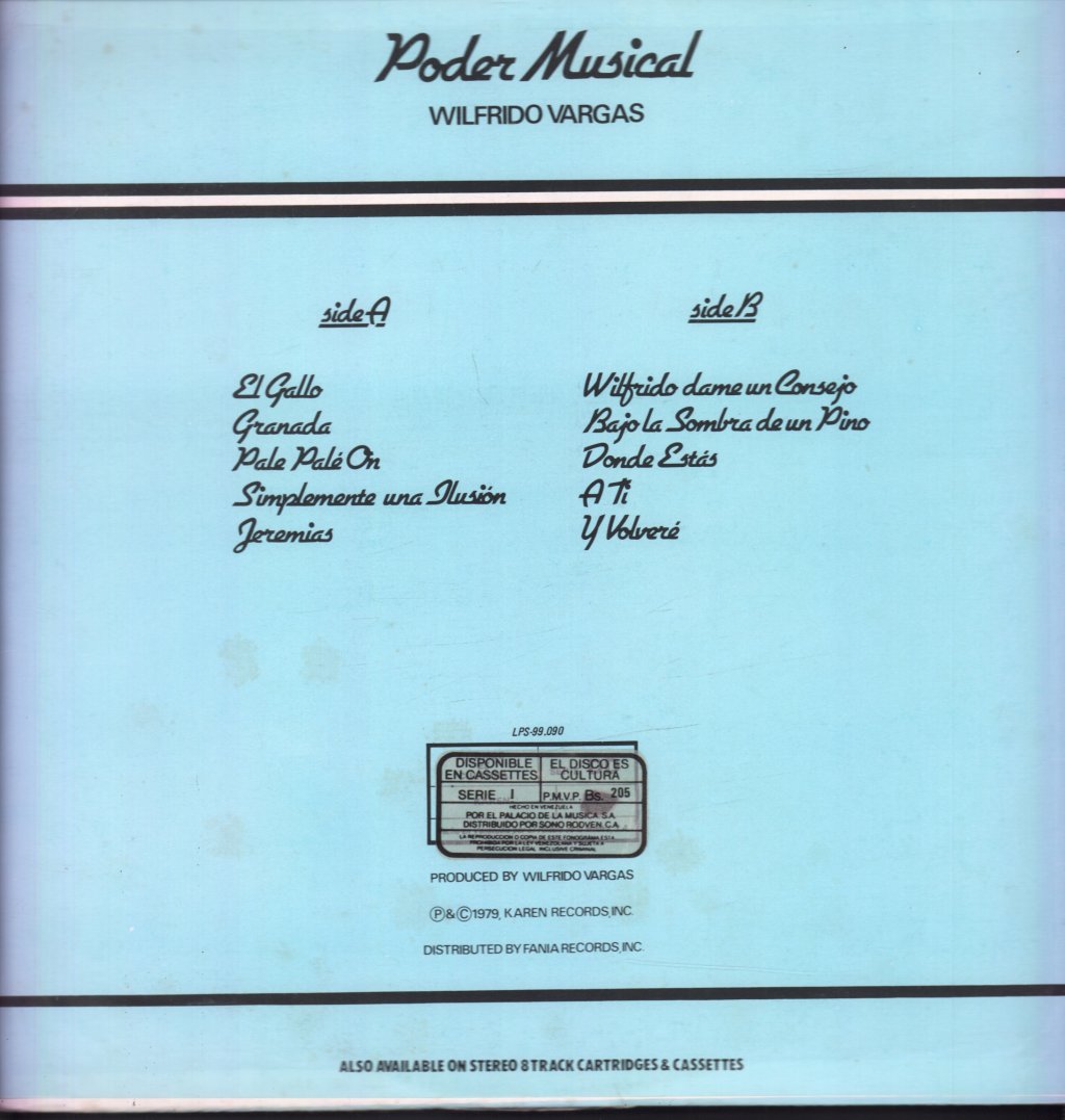 Wilfrido Vargas Y Sus Beduinos - Poder Musical - Lp