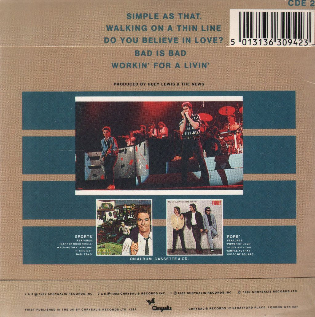 Huey Lewis And The News - Simple As That - Cd