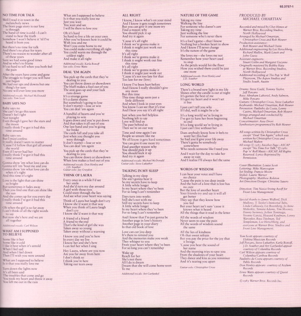 Christopher Cross - Another Page - Lp