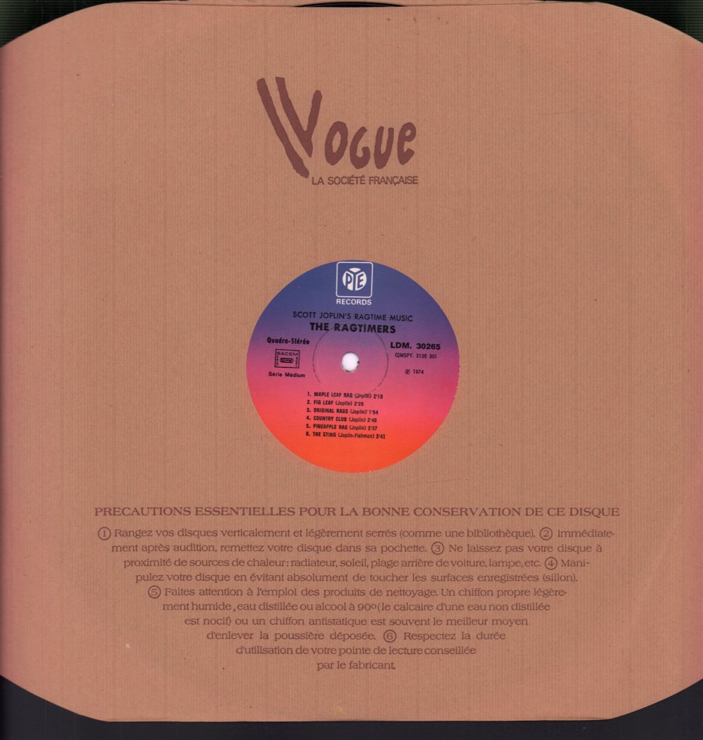 Ragtimers - Scott Joplin Music Played By - Lp