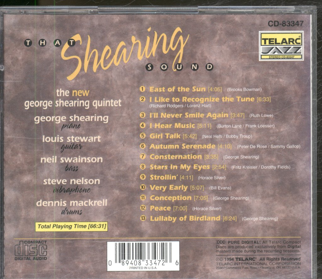 George Shearing Quintet - That Shearing Sound - Cd