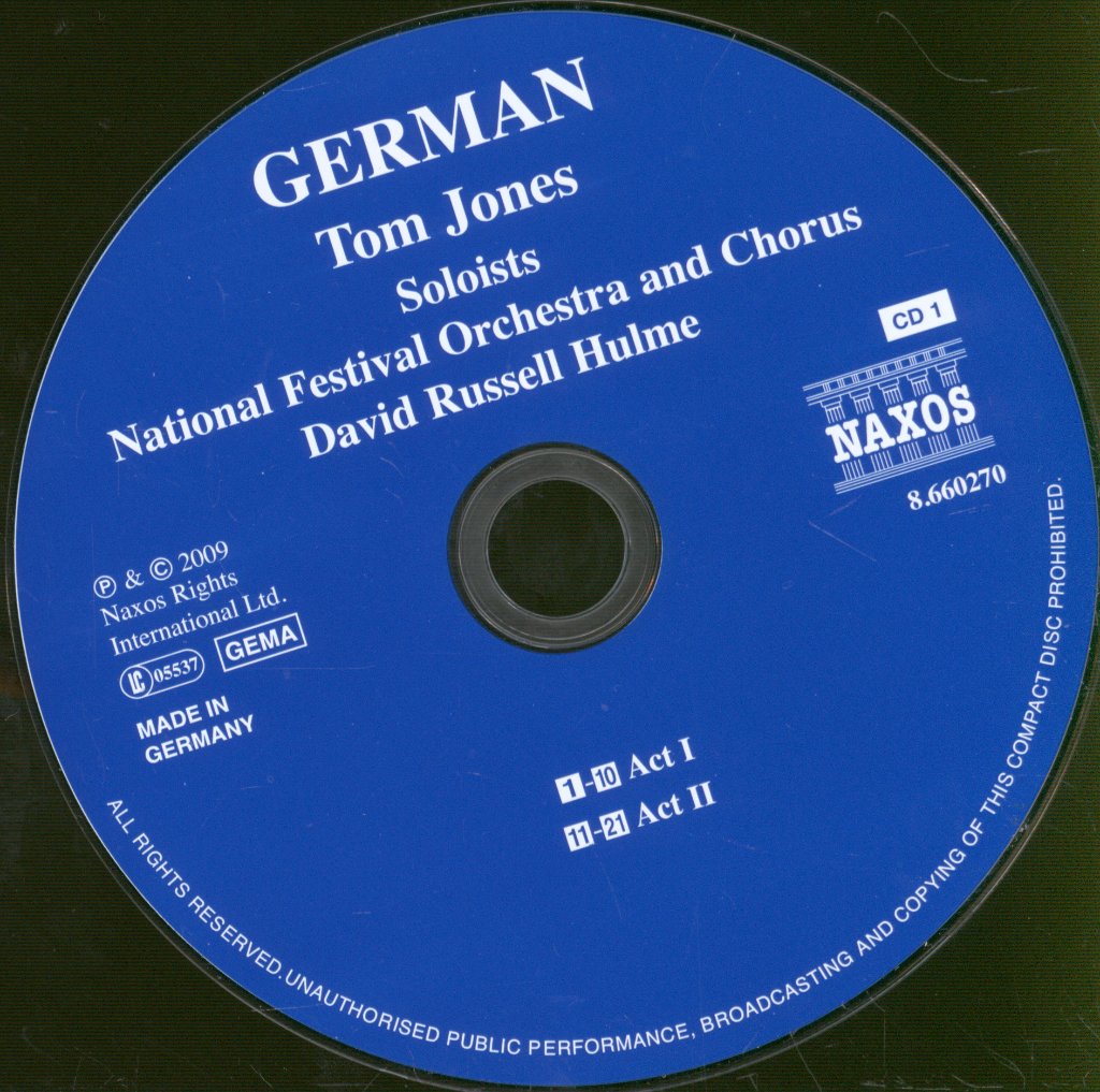 Edward German - Tom Jones - Comic Opera In Three Acts - Double Cd