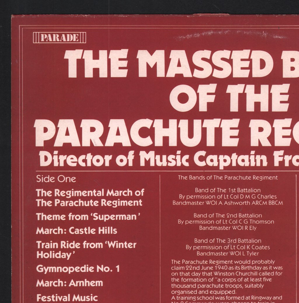 Parachute Regiment - Massed Bands Of The Parachute Regiment - Lp
