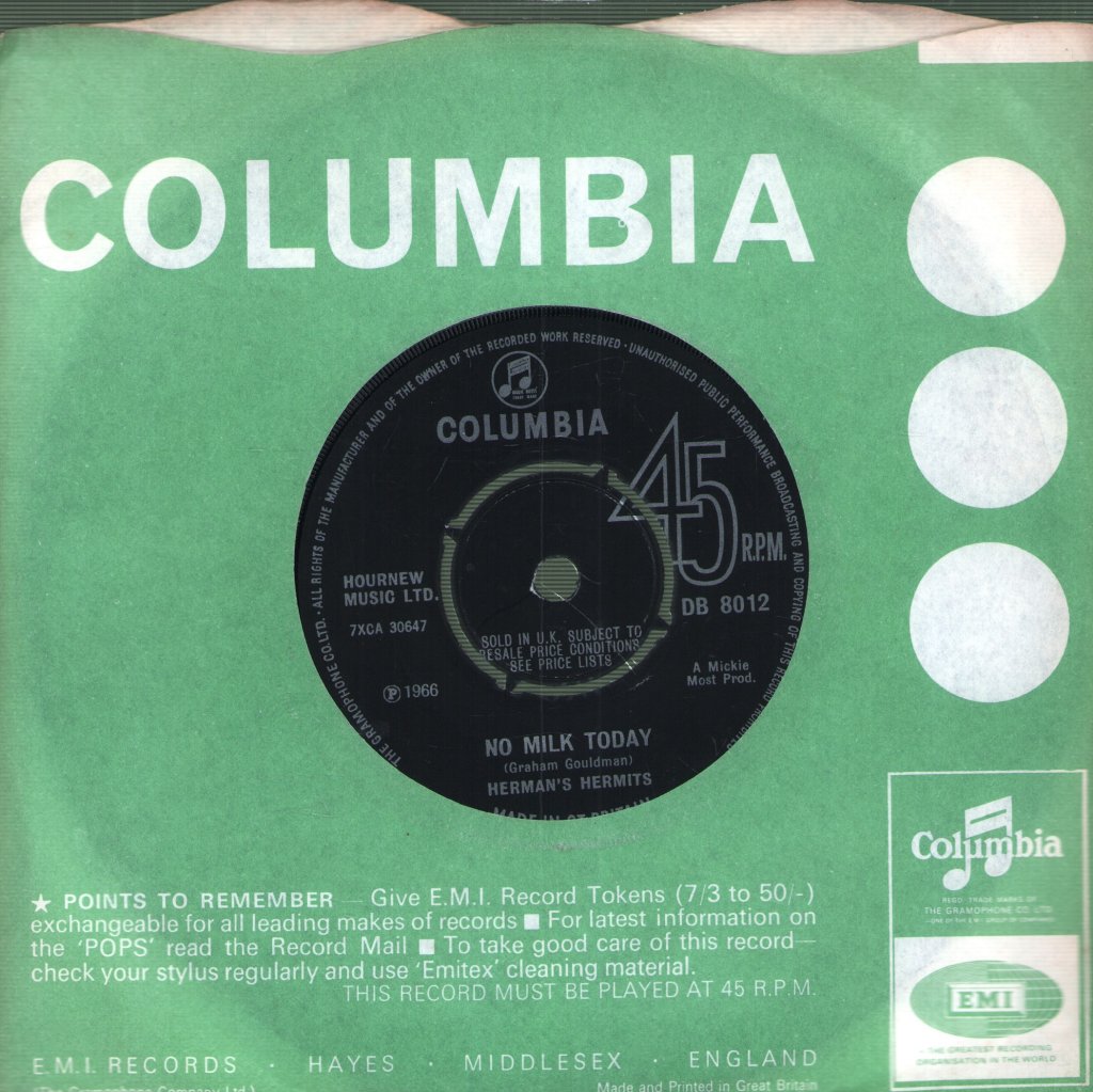 Herman's Hermits - No Milk Today - 7 Inch