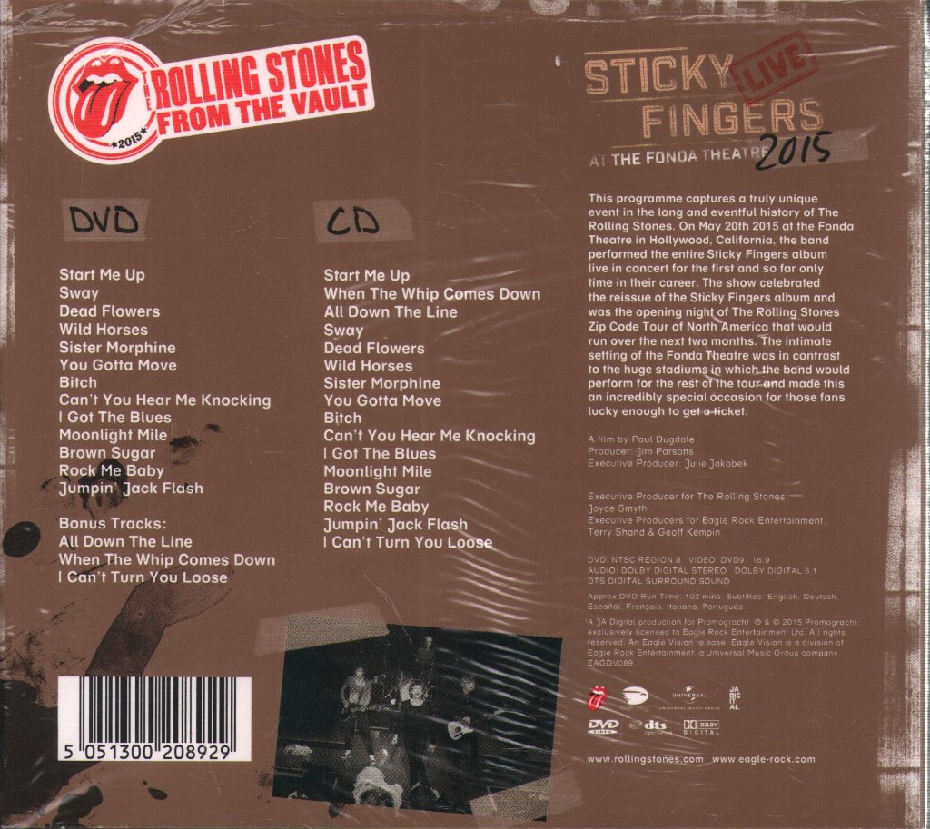 Rolling Stones - Sticky Fingers Live At The Fonda Theatre 2015 - Cd Set