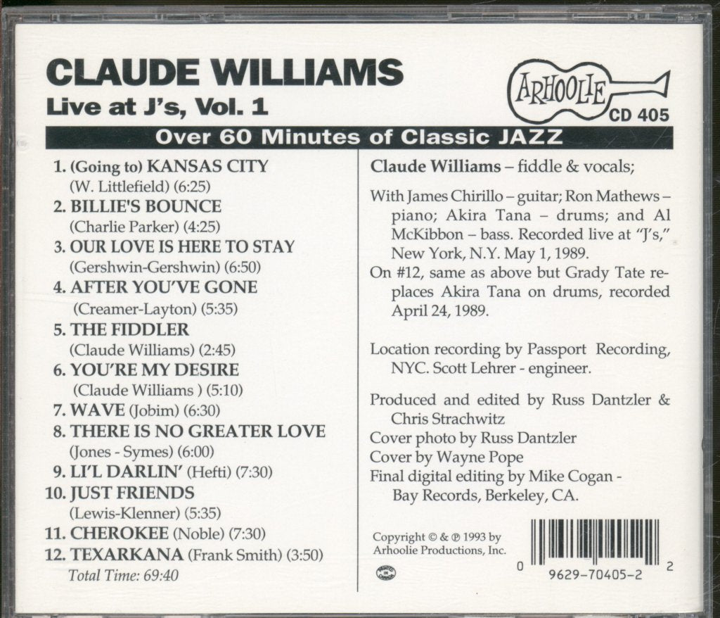 Claude Williams - Live At J's - Part 1 - Cd