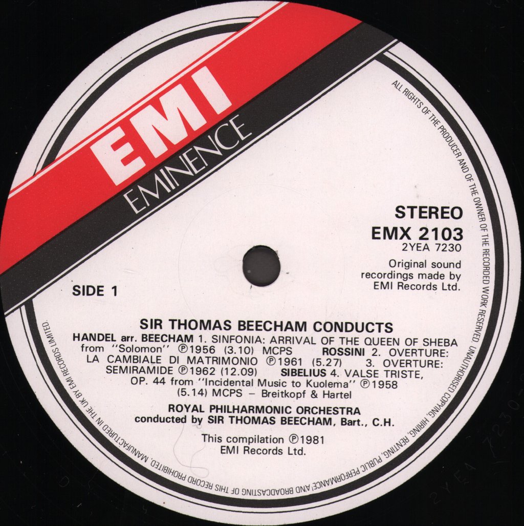 Sir Thomas Beecham / Royal Philharmonic Orchestra - Sir Thomas Beecham Conducts - Lp