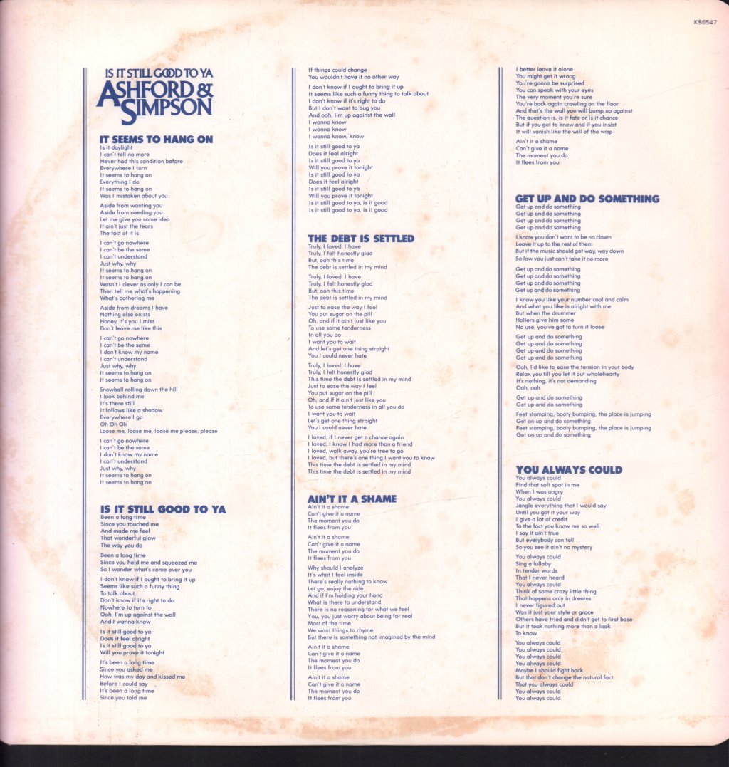 Ashford And Simpson - Is It Still Good To Ya - Lp