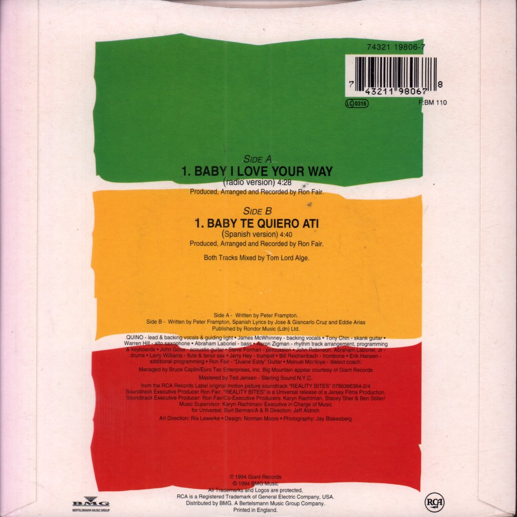 Big Mountain - Baby I Love Your Way - 7 Inch