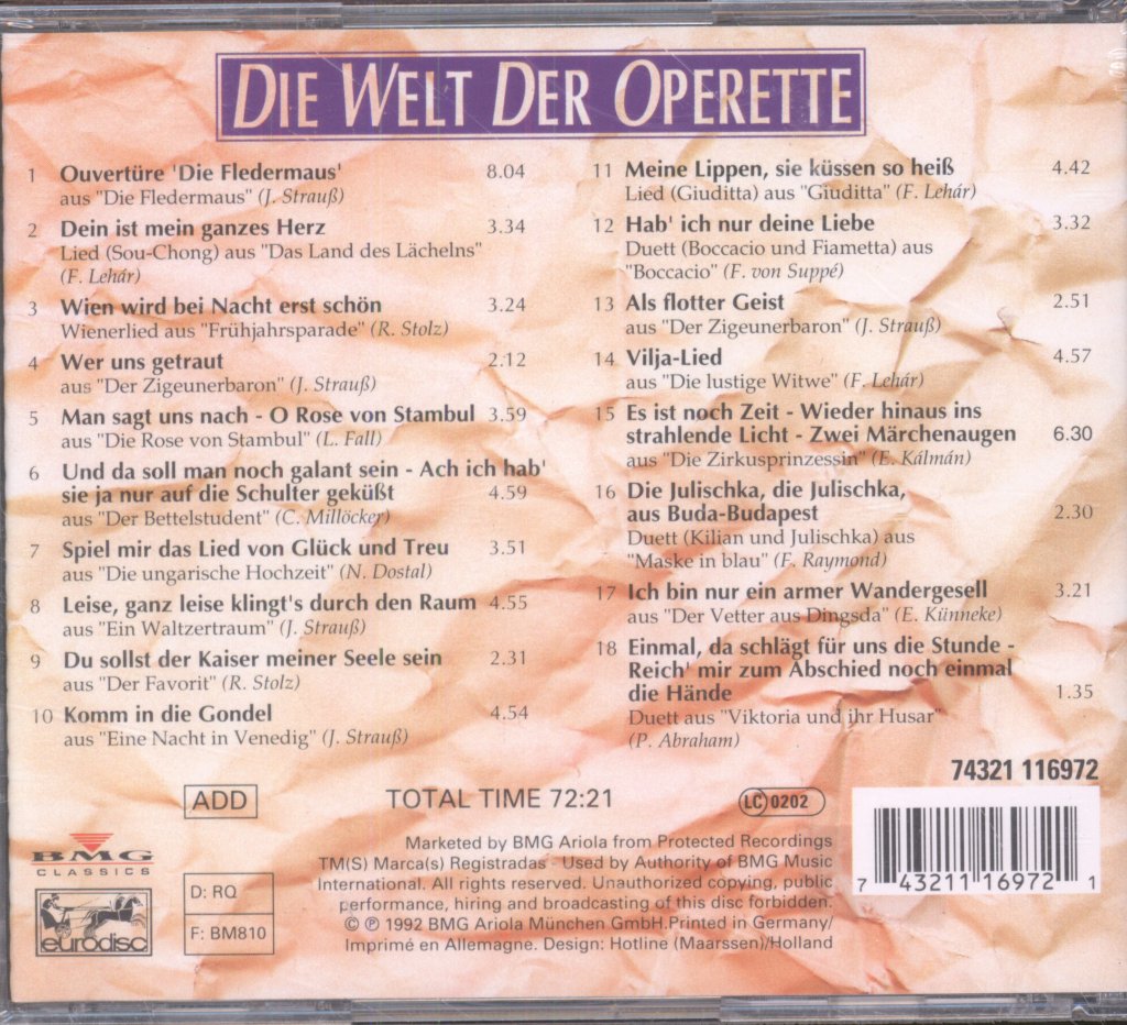 Various Artists - Die Welt Der Operette - Cd