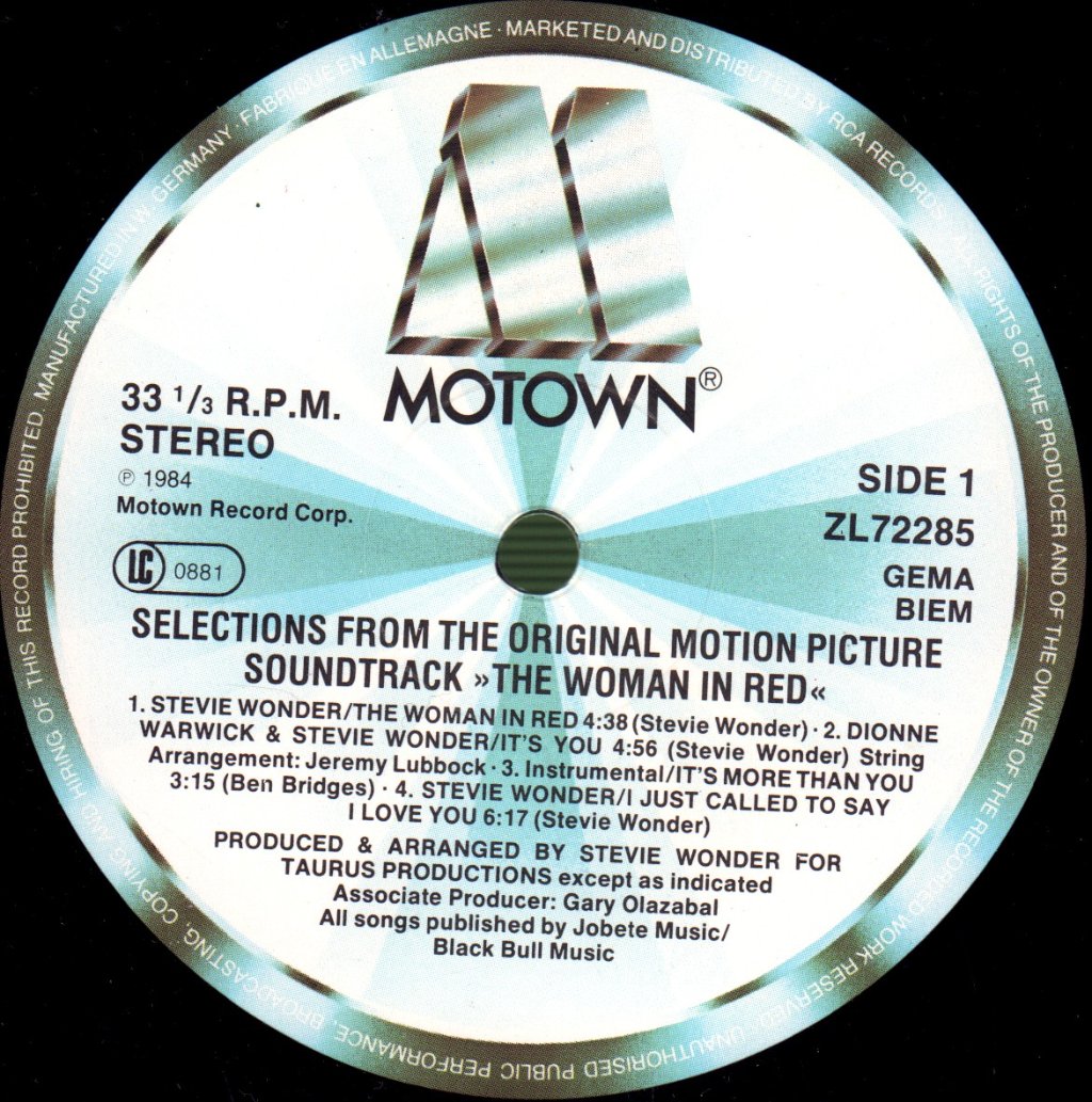 Stevie Wonder - Woman In Red (Original Motion Picture Soundtrack) - Lp