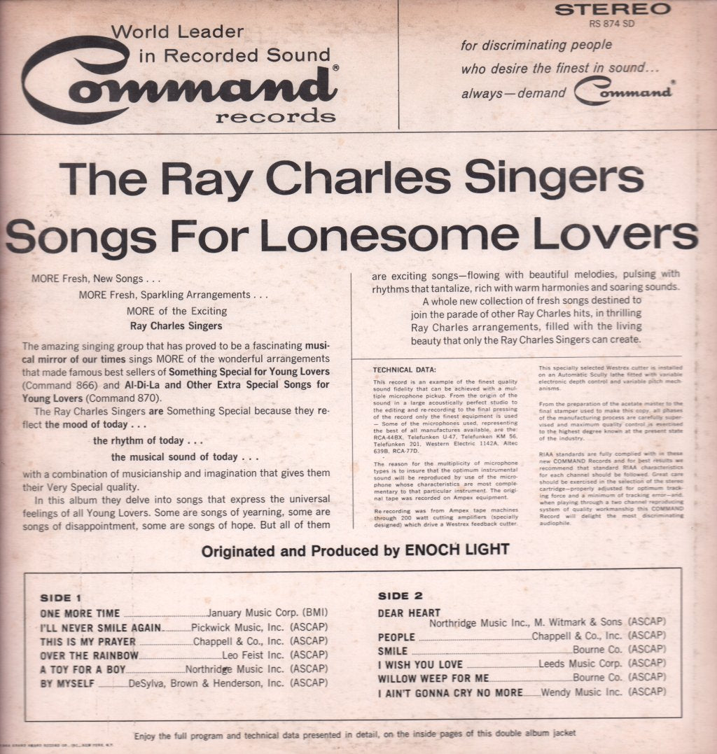 Ray Charles Singers - Songs For Lonesome Lovers - Lp