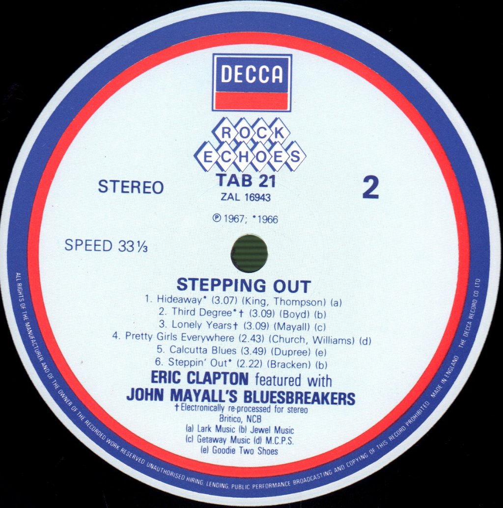 Eric Clapton Featured With John Mayall's Bluesbreakers - Steppin'n Out - Lp