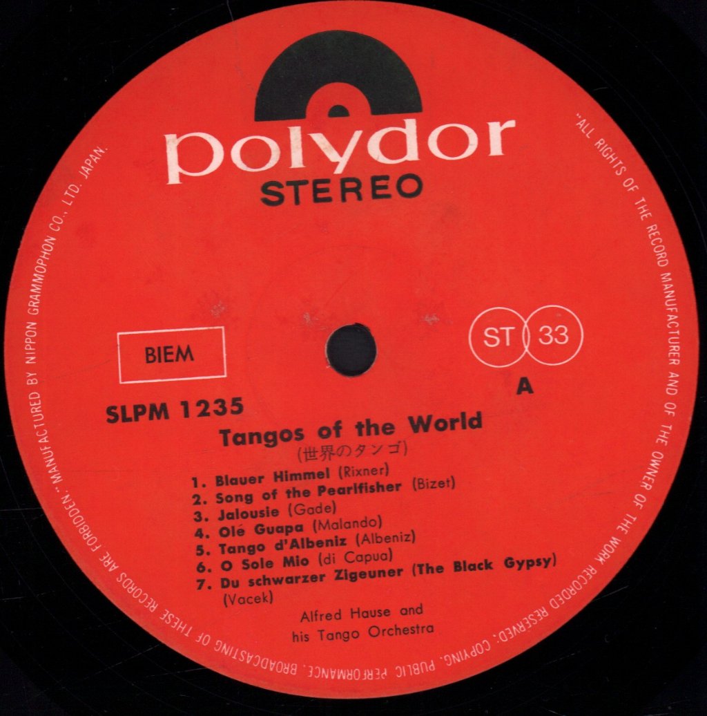 Alfred Hause And His Tango Orchestra - tangos of the world - Lp