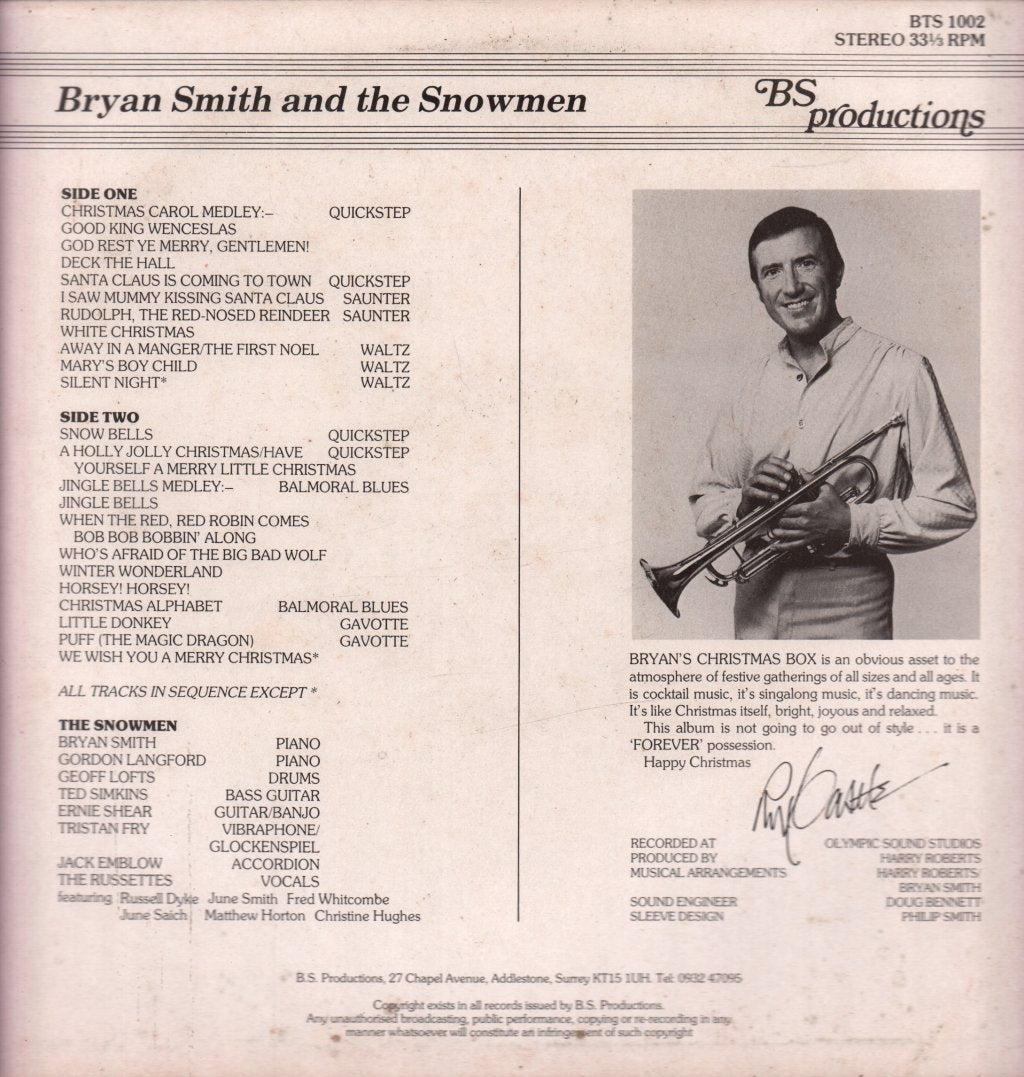 Bryan Smith And The Snowmen - Bryan's Christmas Box - Lp