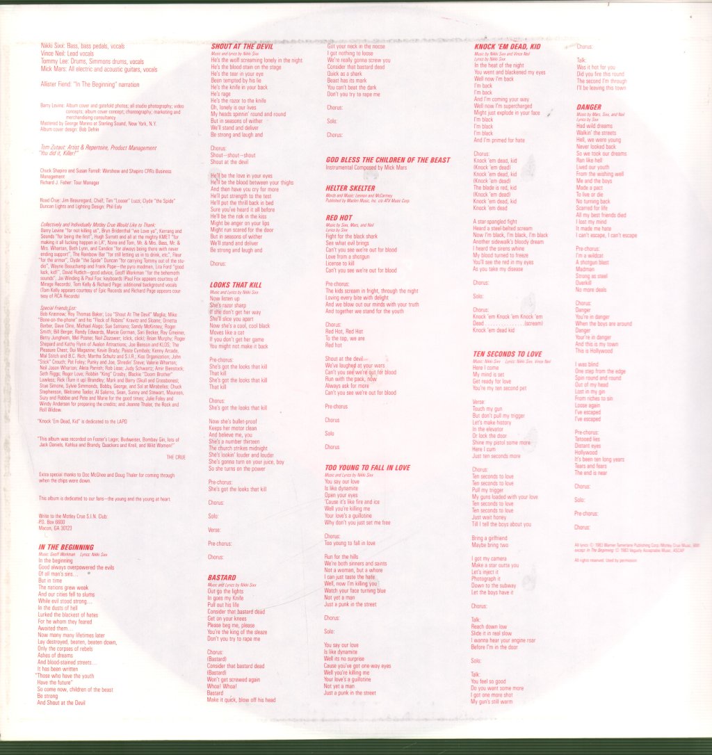 Motley Crue - Shout At The Devil - Lp