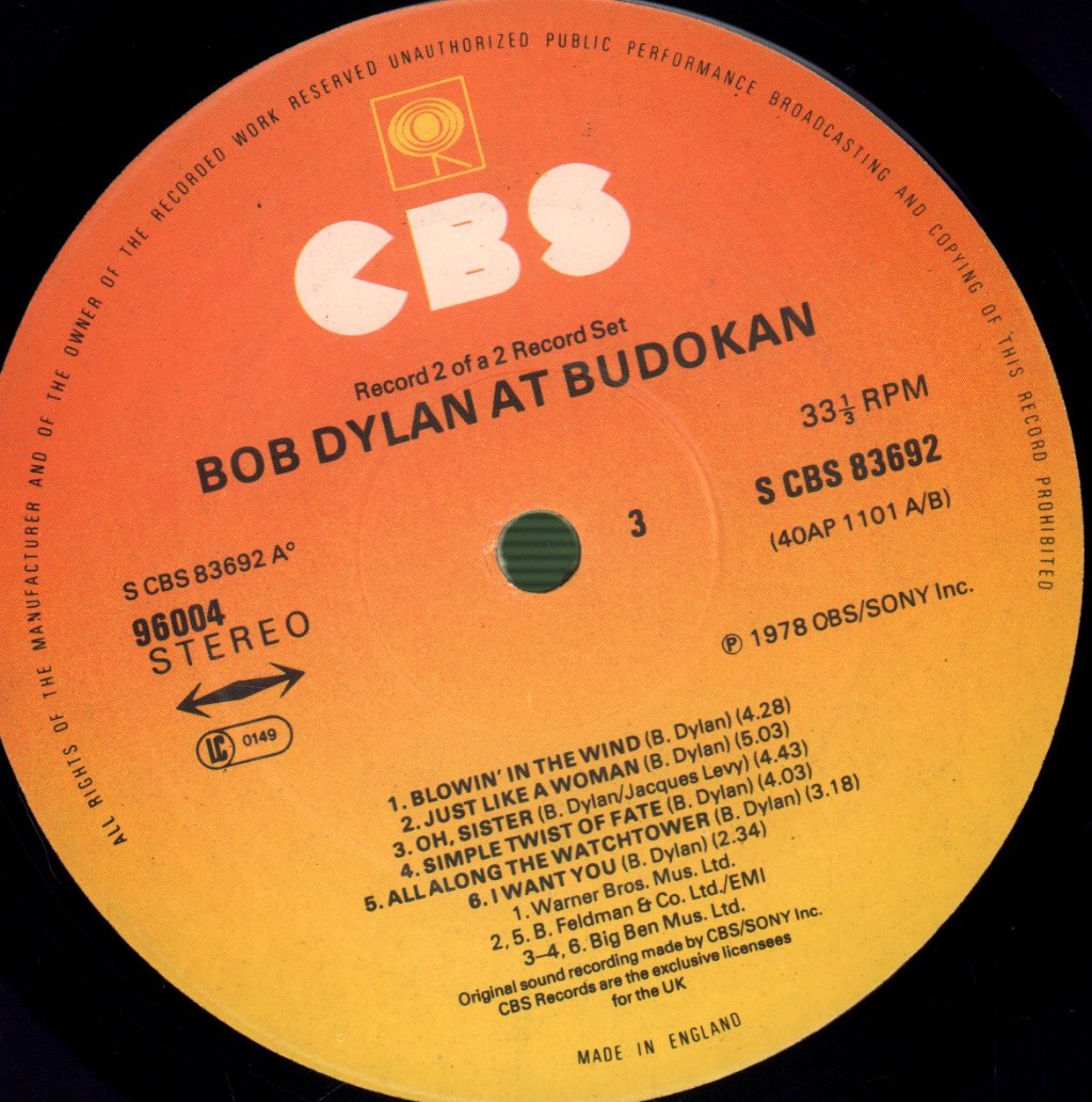 Bob Dylan - At Budokan - Double Lp