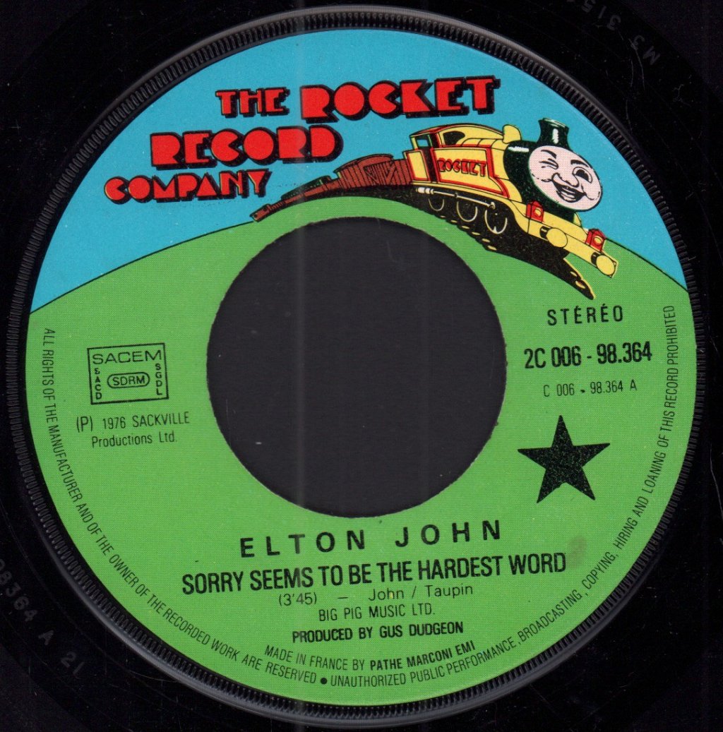 Elton John - Sorry Seems To Be The Hardest Word - 7 Inch
