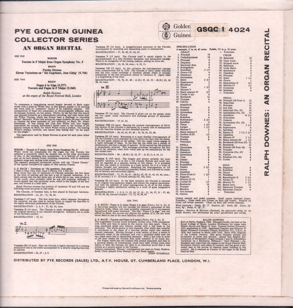 Ralph Downes - Organ Of The Royal Festival Hall - Lp