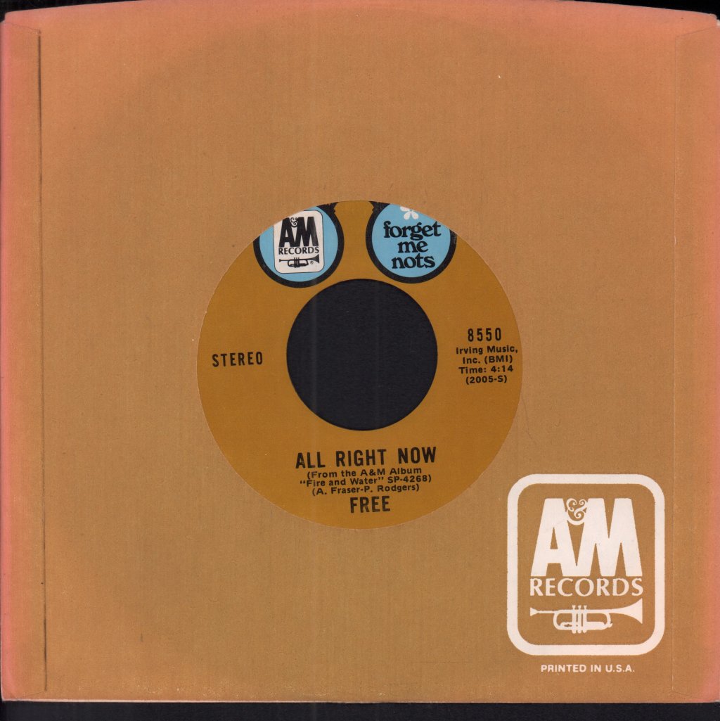 Free (Blues/Rock Group) - All Right Now - 7 Inch