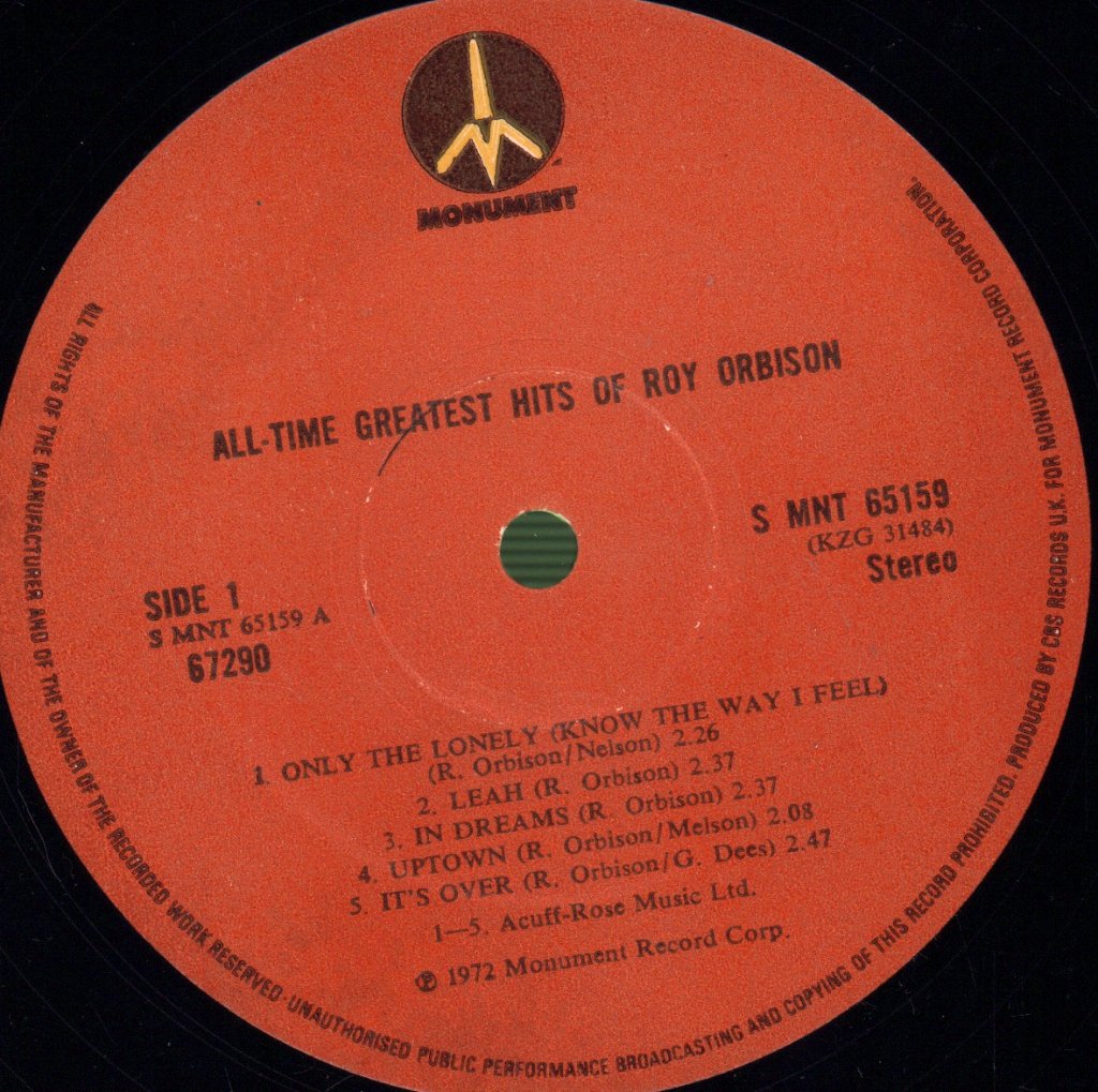 Roy Orbison - All Time Greatest Hits - Double Lp